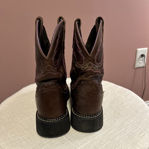 Justin Gypsy Women's Boots 5.5 B Western Cowgirl Brown Purple L9903 Round Toe - Picture 4 of 6